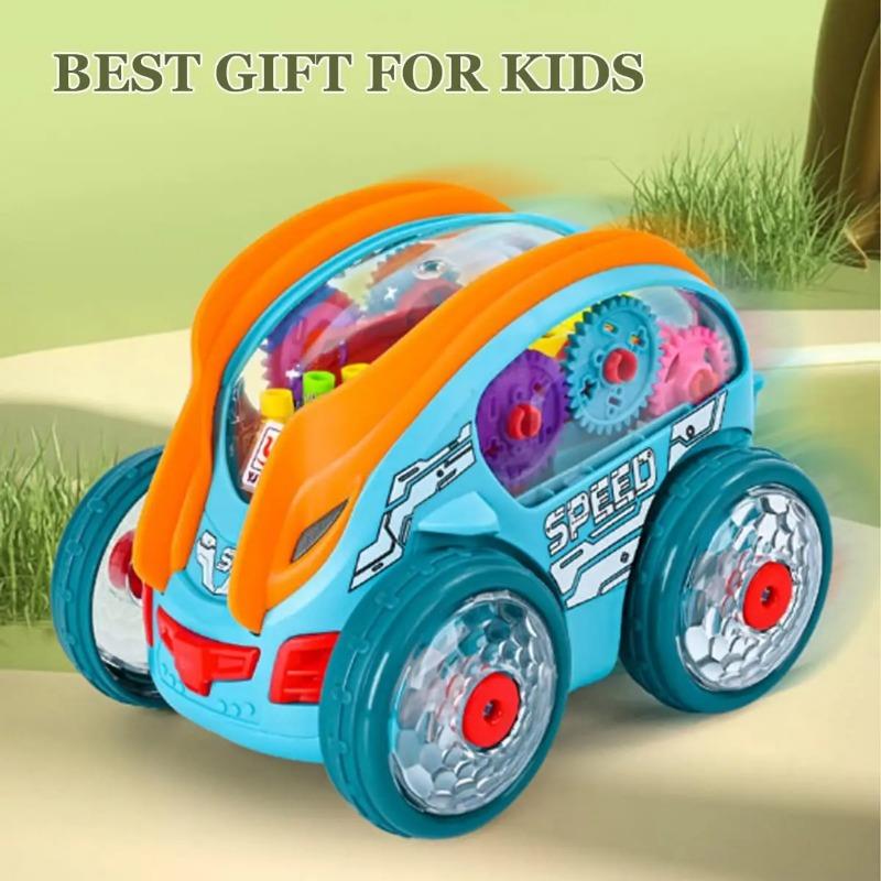 Speedlite Dynamic Gear-Powered Car with LED Lights, Speed Lite Toy Car with Lights and Music,Stunts Somersaults Car