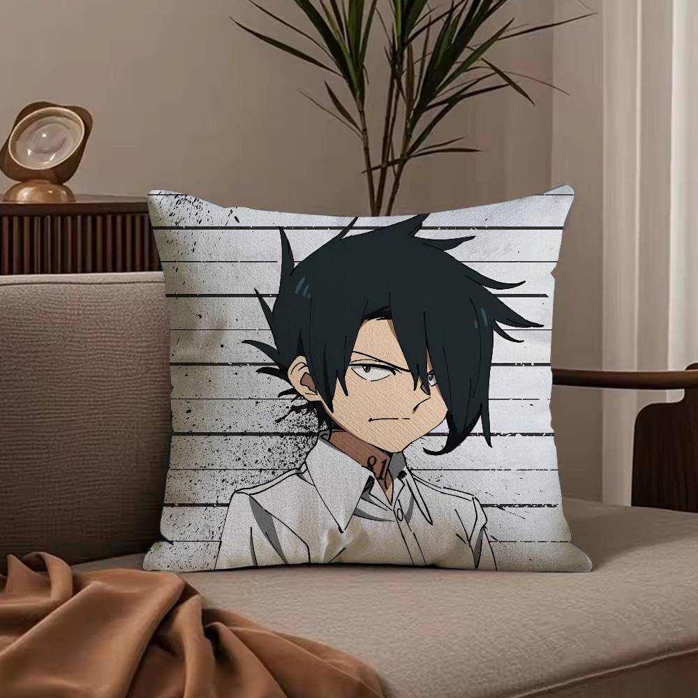 Anime The P-Promised n-Neverland Pillow Case Anti-dustmite Pillowcase Invisible Zipper Silky Short Plush Sofa Cushion Cover