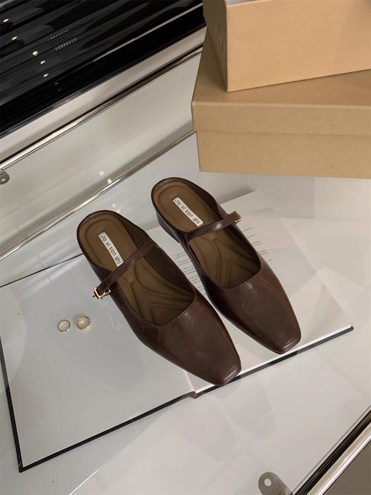 

Baotou half slippers women s summer outer wear spring and autumn new Korean version French evening breeze temperament silver single shoes thick he 39