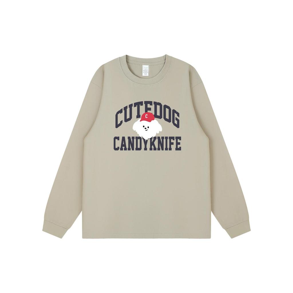 2024 Trendy Unisex Cartoon Letter Print Korean Style Long Sleeve T-Shirt for Autumn/Winter