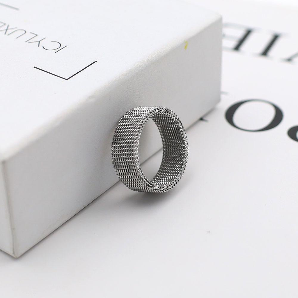 Titanium Steel Woven Mesh Ring Does Not Fade Wind Simple Mesh Men'S And Women'S Jewelry Ring
