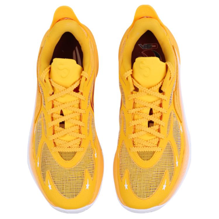 Li Ning Sonic 12 PE Version Shock Absorption Durable Low Top Basketball Shoes Men sneaker Yellow White ABAU019-26