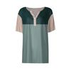 Camiseta feminina estampada botão manga curta diário fim de semana moda básica decote em v regular top verão
