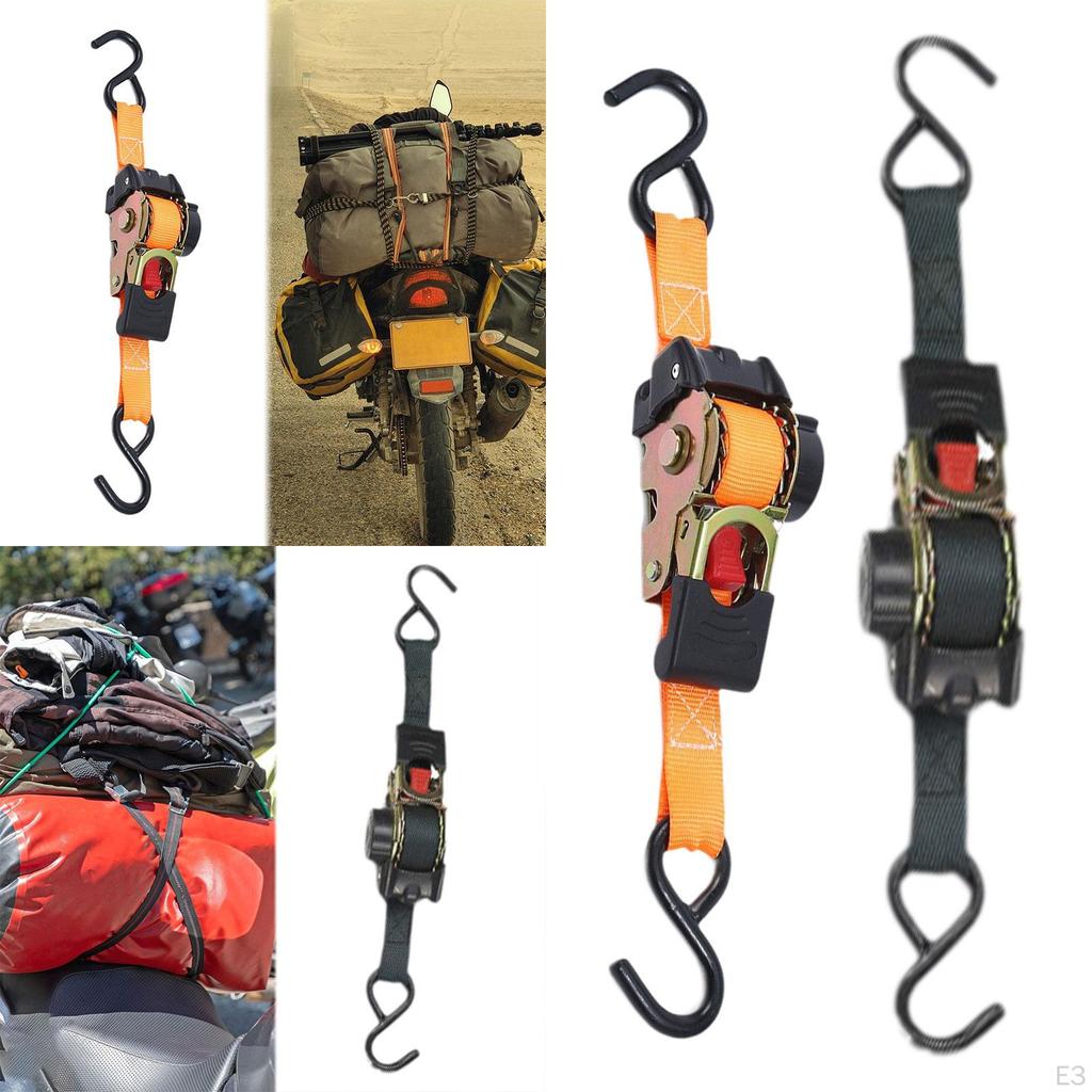 Adjustable Length Ratchet Strap with S Hooks for Boat and Truck Cargo