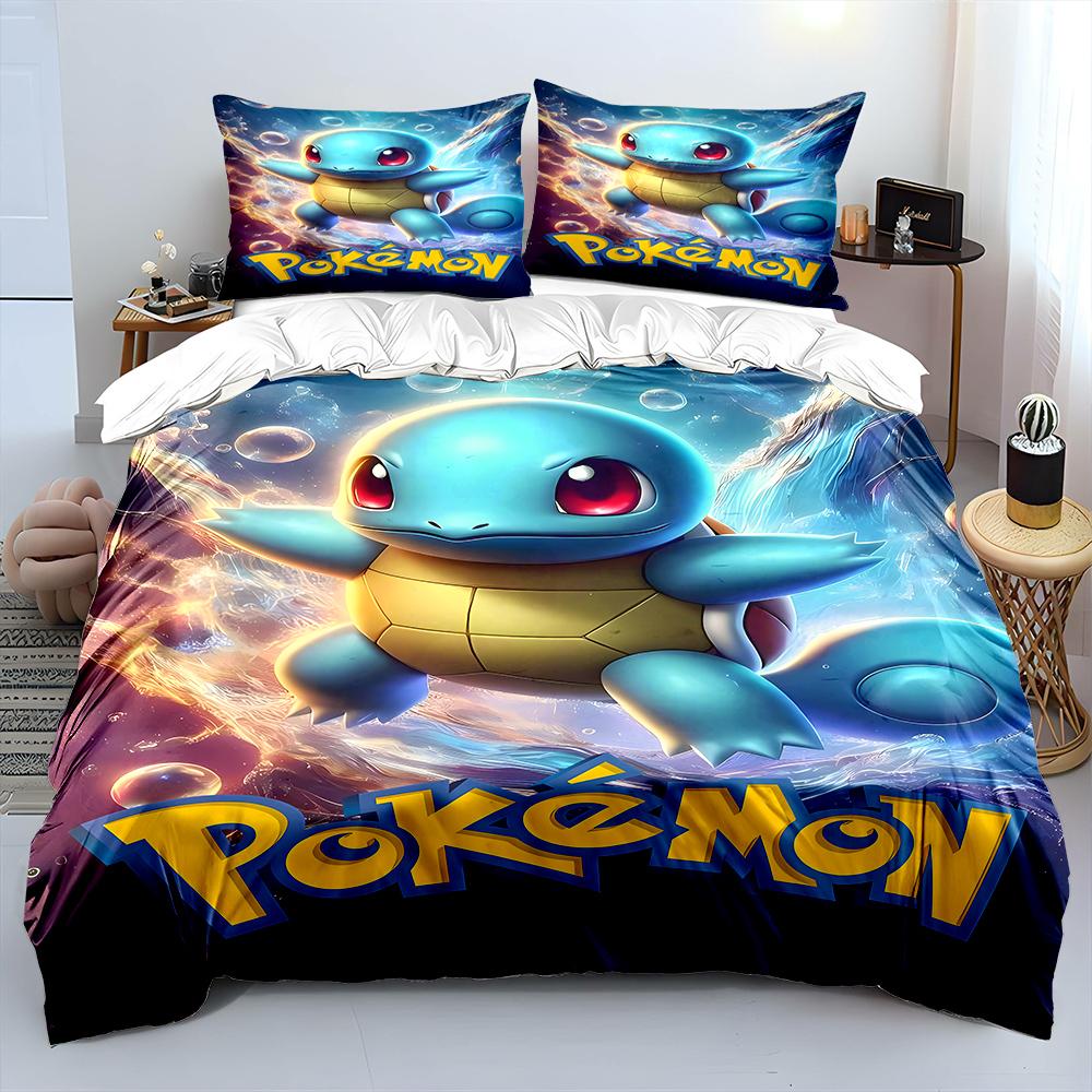 Anime Pokemon Squirtle Tištěný Měkký Povlak na Přikrývku Povlak na Polštář Ložní Souprava Děti Dospělí Pohodlná Postelová Souprava Jednolůžko King Ložní Souprava