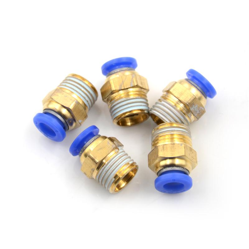 5 stk hann 1/4" - 6 mm rett innskyvningstilpasning pneumatisk trykk for å koble til luft