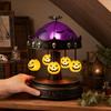 xiaobudian Ghost Carousel Light, Halloween Night Gothic Stained Glass Shade with Floating Ghosts/Pumpkins, Spooky Table Lamp for Bedroom Home