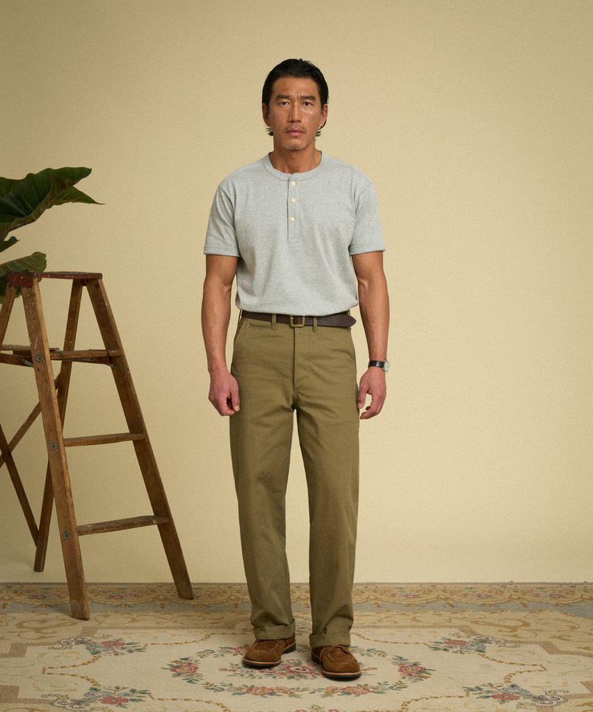 Beulonseun 10.6 Oz Cotton Short Sleeve Henley Tee Gray