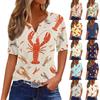 Women's V-Neck Short Sleeve Button Front T-Shirt with Halloween Print for Casual Daily Wear