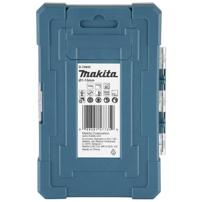 Makita D-72849 Jeu de forets à queue 1 mm, 2 mm, 3 mm, 4 mm, 5 mm, 6 mm, 7 mm, 8 mm, 9 mm, 10 mm 1 pc(s)