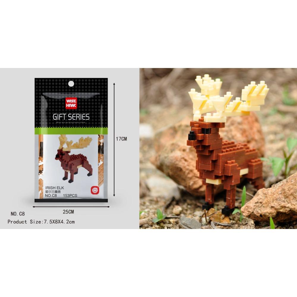 Kids Toy Mini Building Blocks Micro Bricks Eagle Moose Dog Cat Bird Animals 3D Model Bag Gifts Educational Toys For Children