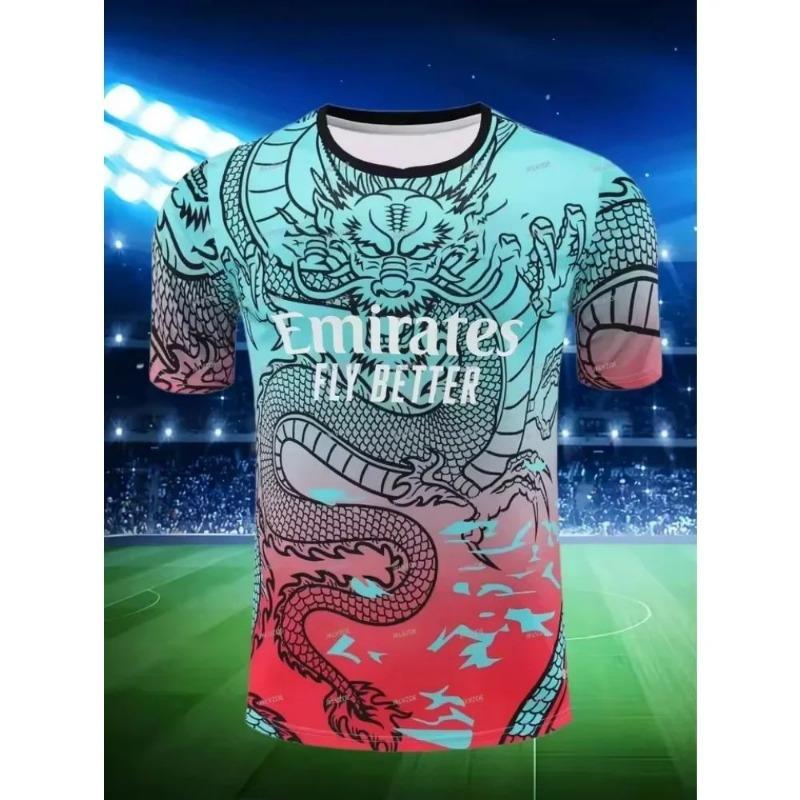 Men s Football Training Quick Drying Jersey Breathable Round Neck T-shirt Letter Printed Outdoor Top S