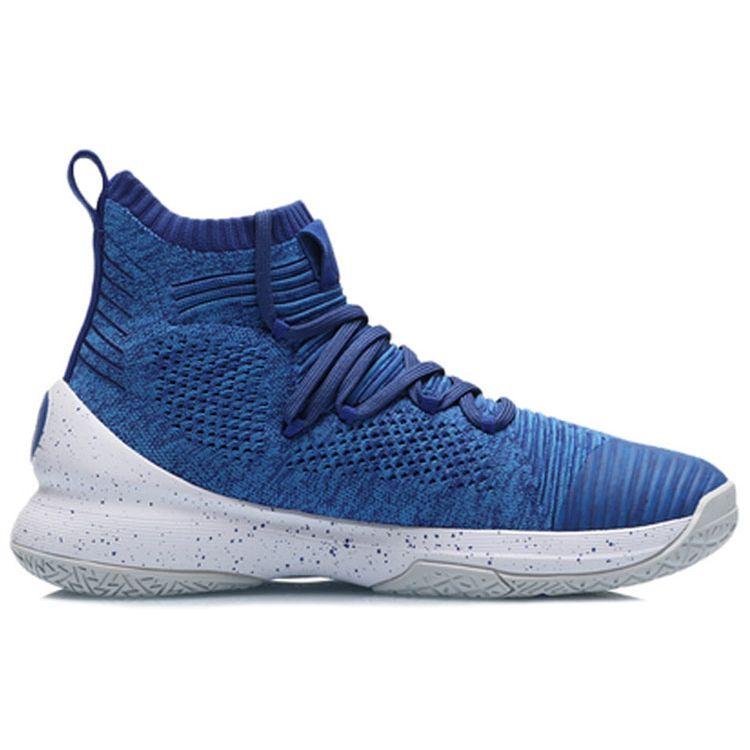 Li Ning Lock Professional Competition Anti-Slip Shock Absorption High-Top Basketball Shoes Men Sneakers Storm-Blue ABAP057-5