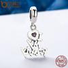 Bamoer Ekte 925 Sterlingsølv I Love My Family Heart Dingle Charms fit Dame Charm Armbånd