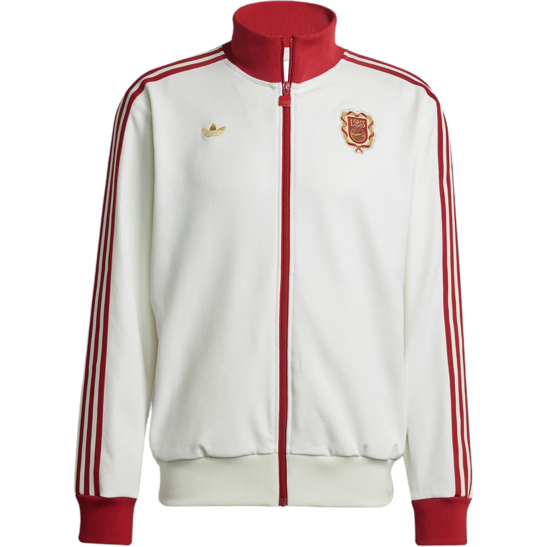 

Adidas Originals Logo Embroidered Slim Fit Stand Collar Zip Long Sleeve Jacket Men Jacket Off-White JF0593 M