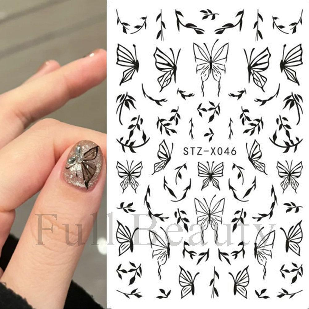 Nail Art Stickers New Chinese Style Butterfly Cat Eye Butterfly Beads Adhesive Nail Stickers