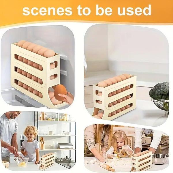 1PC Rolling Egg Dispenser Refrigerator Organizers Containers Storage Box Automatic Sliding Spiral Egg Holder Home Kitchen Gadgets