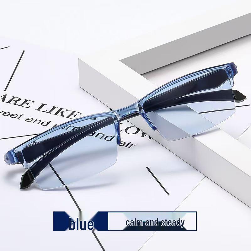 In Stock Smart Zoom Half-Frame Blue Light Blocking Reading Glasses for Fashionable Elderly Business