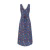 French Retro Waist and Thin V-neck Printed Vest Long Dress, New Summer European and American Style Seaside Vacation Dress