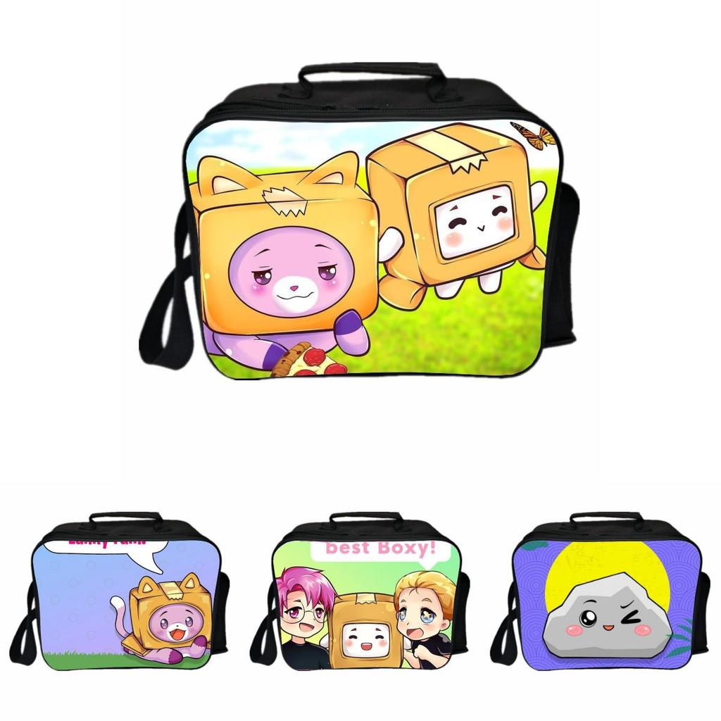 Cute Lankybox Cartoon Insulated Lunch Bag With Durable Oxford Material And Easy To Clean Design