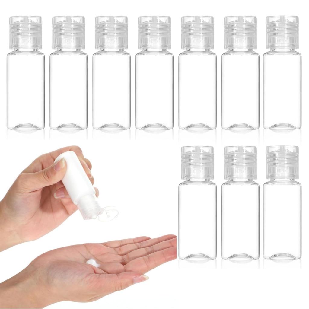 Travel Small 10ml Plastic with for Essential and 10-Pack Bottles, Containers, Clear/Colorless, Butterfly-Shaped Caps, Lotion, Oils, More. (LIMUNJIZ)