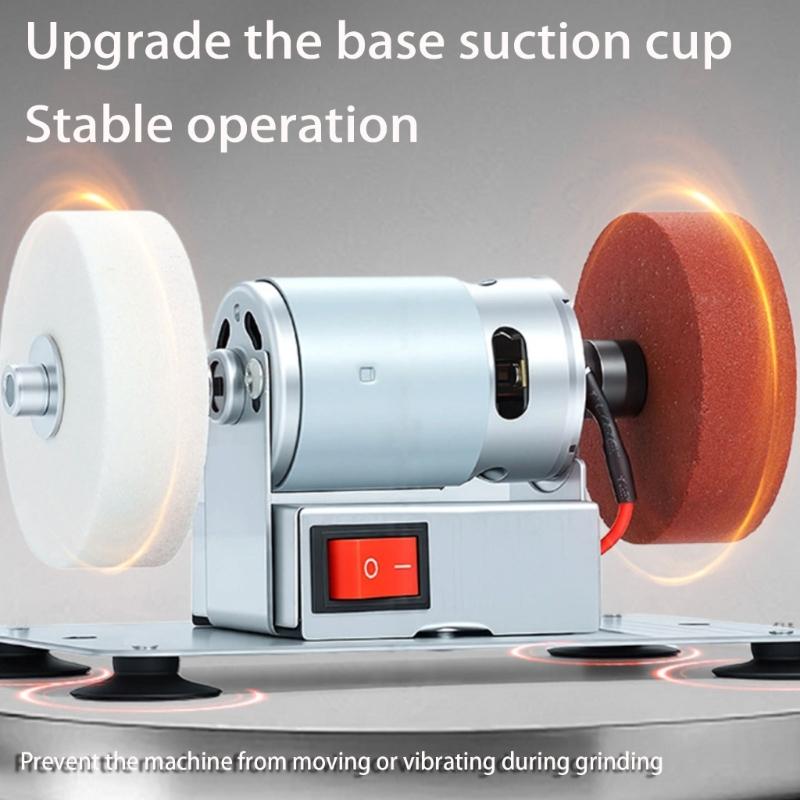 Efficient Plastic Base Desktop Grinder Featuring 150W Motor And Double Wheels For Home Workshop Use Stable Operation