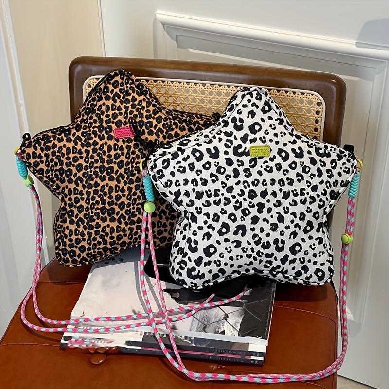 Women'S Backpacks Leopard Print Star-Shaped Elements, Versatile Backpack with Dual Shoulder Straps for Daily Casual Outings, Travel, Shopping
