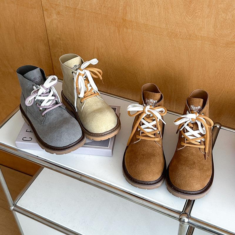 Thick-soled non-slip Martin boots for women's 2025 autumn new fashionable versatile double-lace-up lightweight small height-increasing short boots