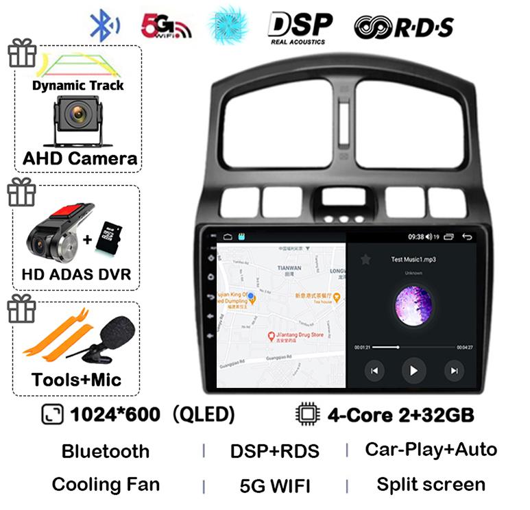 Android 14 Car Radio For Hyundai Santa Fe SM 2000-2012 For JAC S1 (Rein) 2007-2013 Multimedia Video Player Navigation Stereo DSP