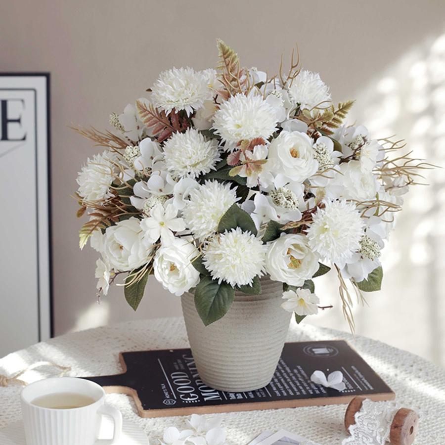 1/3pcs Artificial flower rose decora wedding bride bouquet garden fake silk peony embroidered ball dried flower vase board gift