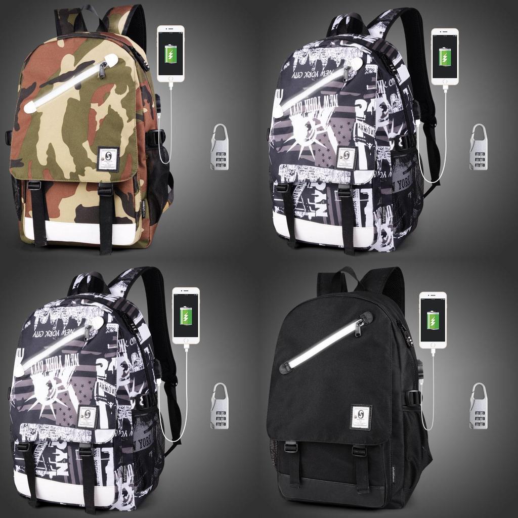 Cartoon Canvas Backpack With Large Capacity And Usb Port For School And Travel