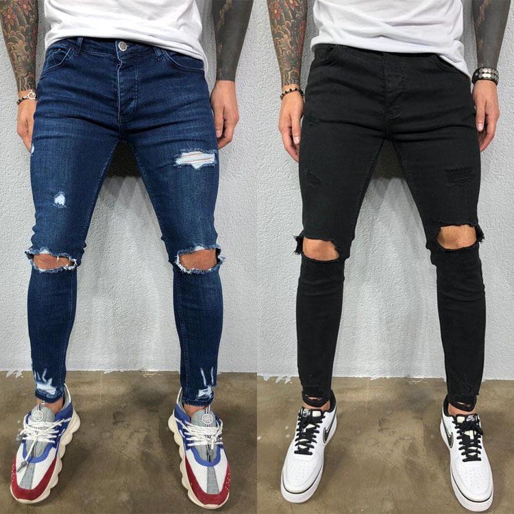 High Quality Men's Ripped Chinos Ripped Stretch Jeans New