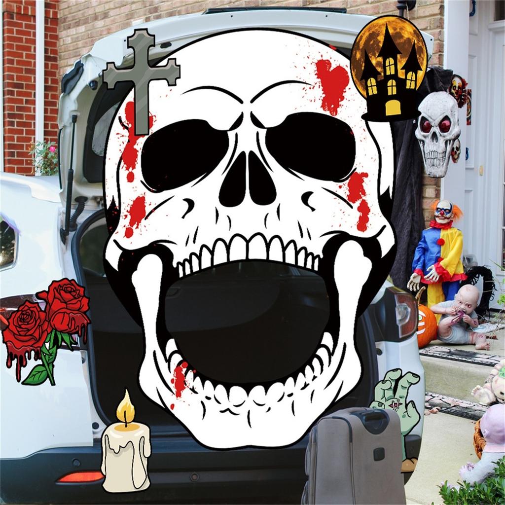 Decorations Kit - Halloween Car Decorations For SUV, Scary Witch Face Sticker Car Decor For Outdoor Garage Archway Door Wall Window Haunt