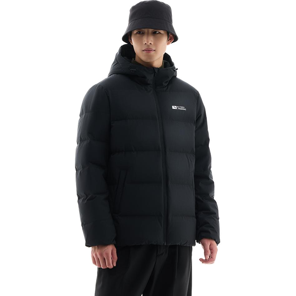 Anta Dynamic Series Casual Warm Hooded Down Jacket Men Outerwear Basic-Black 952447921-2