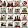 New Santa Claus Christmas Tree Printed Cushion Car Sofa Cushion Set Christmas Decoration