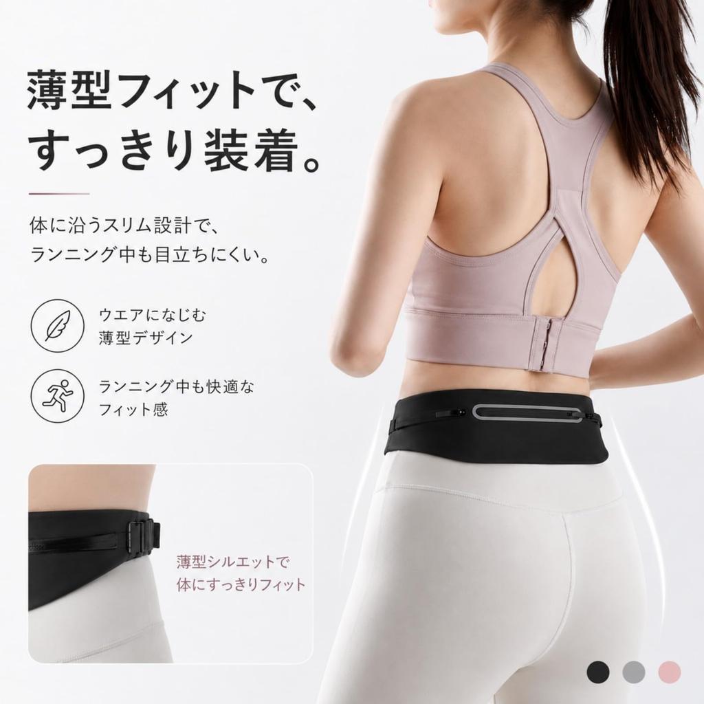 Running Pouch, Thin, Waterproof, Waist Bag, with Reflective Line, Compatible