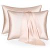 2pcs Cooling Ice Silk Pillowcase Envelope Zipper Design Solid Color Pillow Cover Breathable Pillow Case for All Seasons