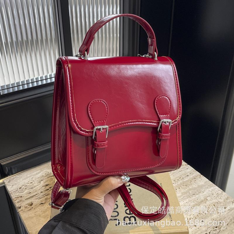 Schoolbag Korean portable red bag women's 1011 new trendy fashion backpack college style versatile shoulder backpack