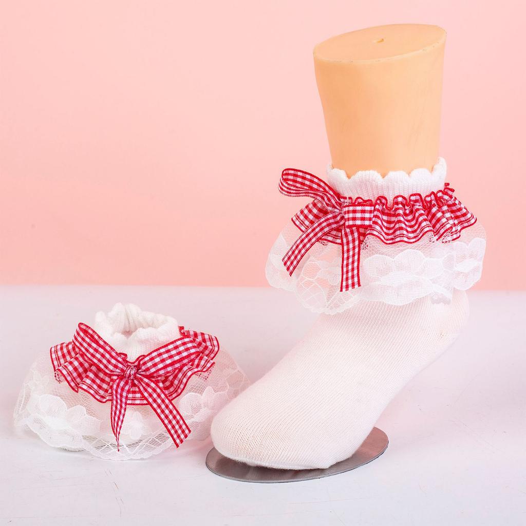 Cute Girls Cotton Slouch Socks for Toddlers with Multi-Layer Lace Trim and - Princess