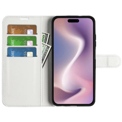 For iPhone 16 Pro Max Wallet Case Litchi Texture Phone Leather Cover