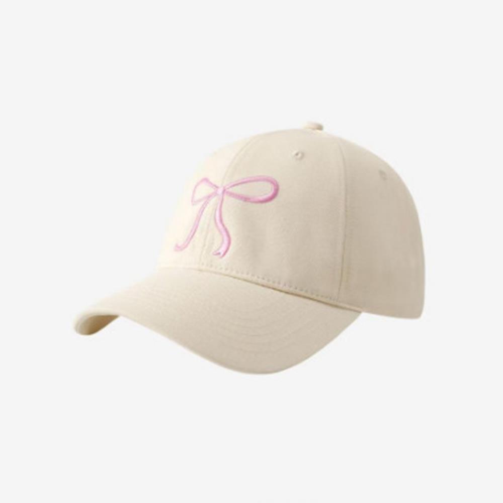 Y2K Bowknot Embroidery Washed Cotton Baseball Cap Snapback Hat Solid Wide Brim Cap Outdoor Adjustable Sports Sun Protection Cap