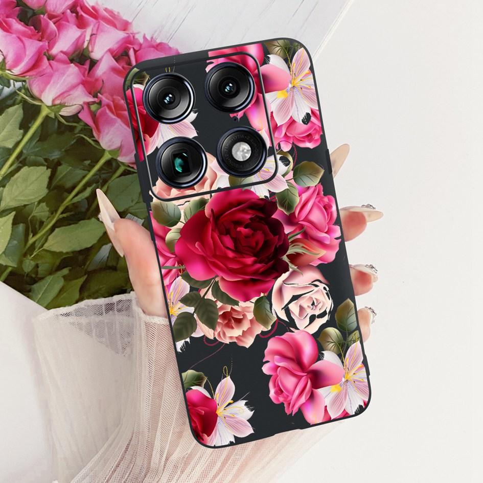For Motorola Signature 2026 Case Popular Flower Marble Painted Cover Soft Silicone Black Phone Shell For Moto X70 Air Pro Fundas