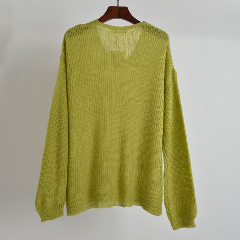 Fall and Winter New Lazy Wind V Neck Long Sleeves Sweater Female Loose Mohair Soft Glutinous Knitwear Outdoor All-Matching Tops