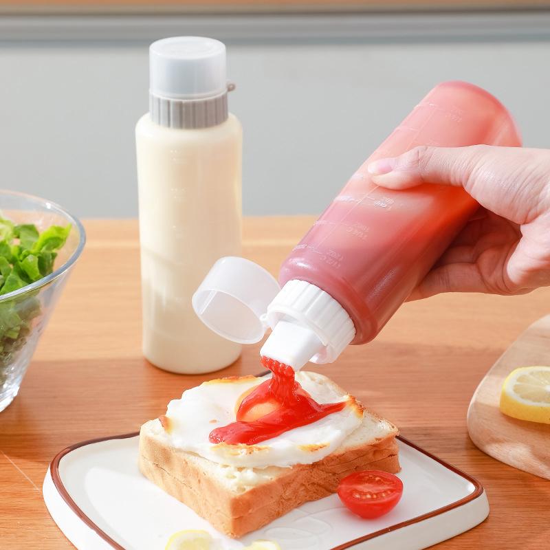5 Holes Condiment Squeeze Bottle Kitchen Ketchup Mustard Bottle Clear Mayonnaise Honey Dispenser Sauce Storage Container