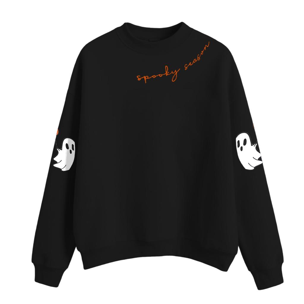 Damen Casual Mode Rundhals Langarm Halloween Bedrucktes Sweatshirt