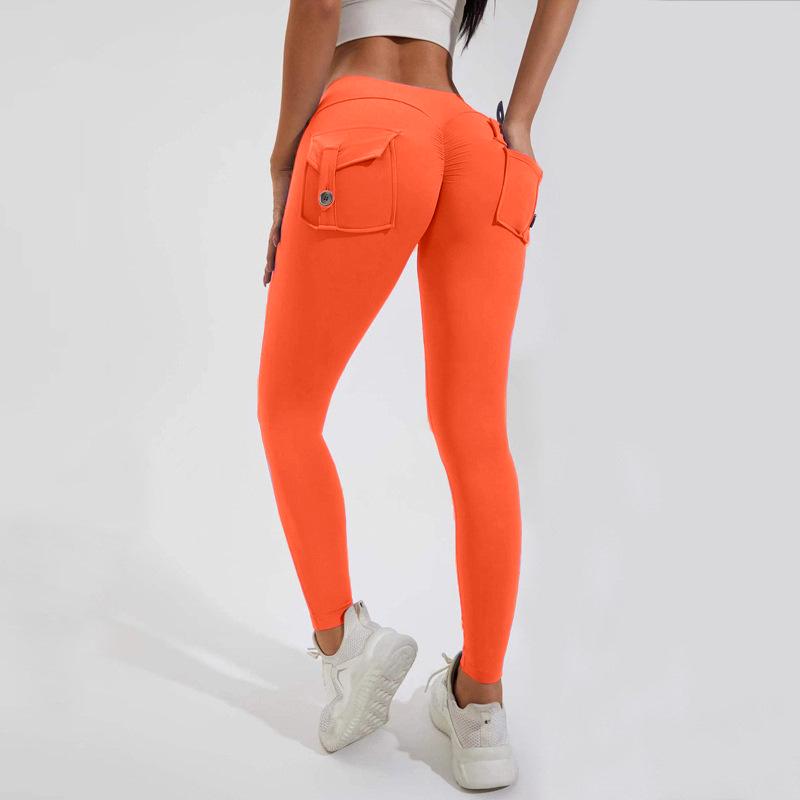 High Waist Cargo Pocket Butt Lift Yoga Pants - Fashion Nude Feel, Elastic Tummy Control, Quick-Dry Leggings
