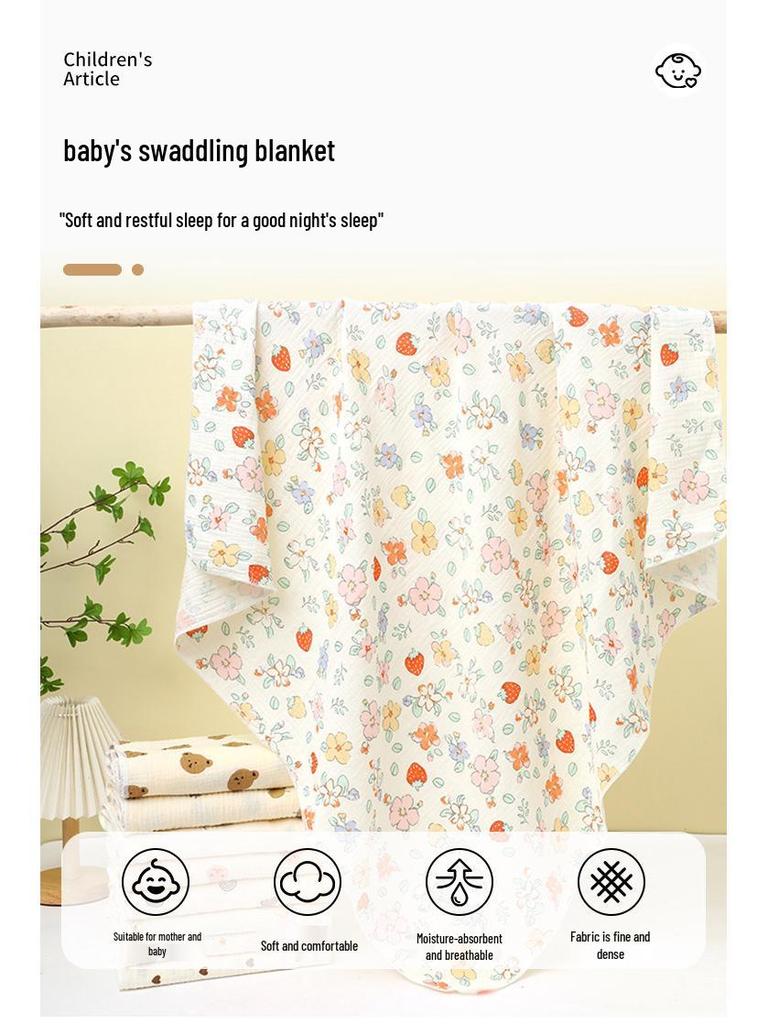 Double-Layer Crinkle Muslin Swaddle Blanket - Soft, Breathable, Skin-Friendly, Comfortable Newborn Towel