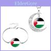 Mixed Material Palestinian Flag Design Moon Pendant Necklace Cartoon Style