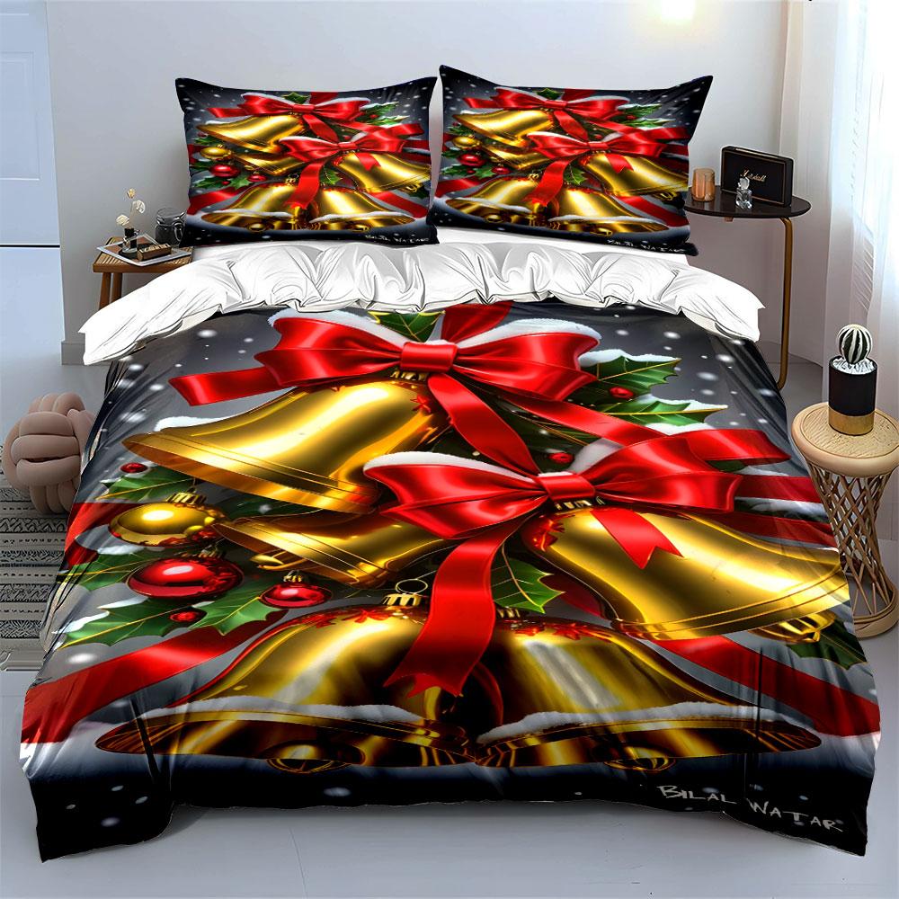 Golden bells delightfully glowing Bedding sets Duvet cover sets Duvet covers Pillowcases(1*Duvet Cover 2*Pillowcases without duvet insert)