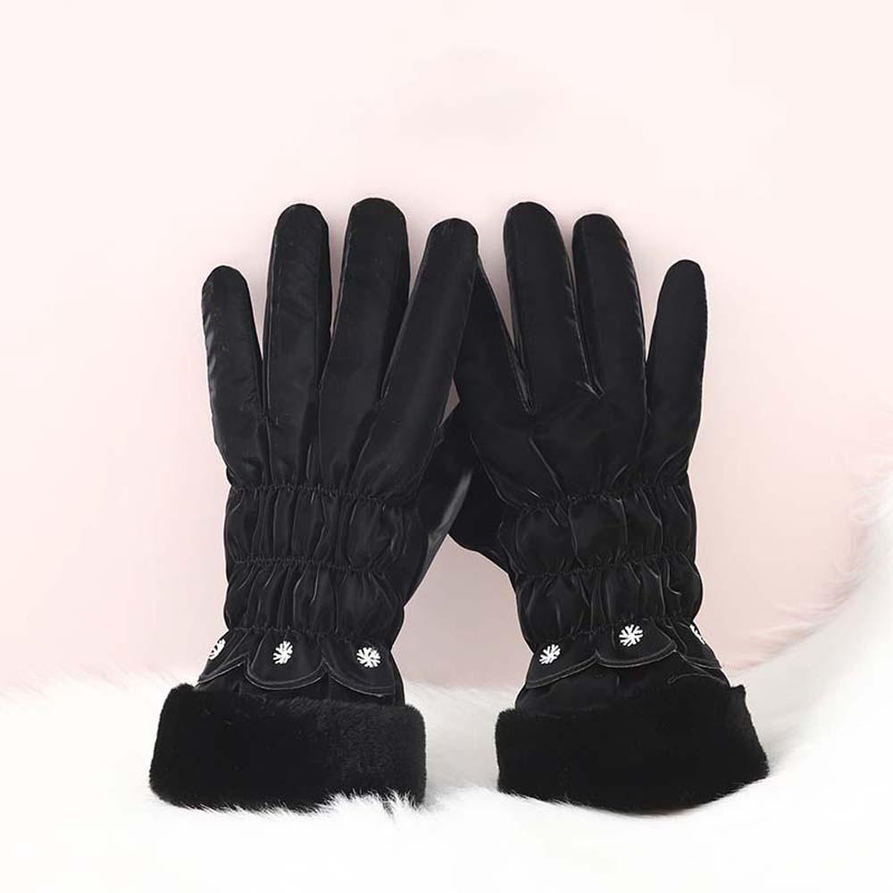 Down Cotton Satin Anti-cold Gloves Soft Finger Mittens Plush Thickened Gloves  Autumn